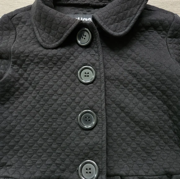Sugarfly Black Quilted Coat Button Womens Small Fall Jacket Cotton - Picture 2 of 11